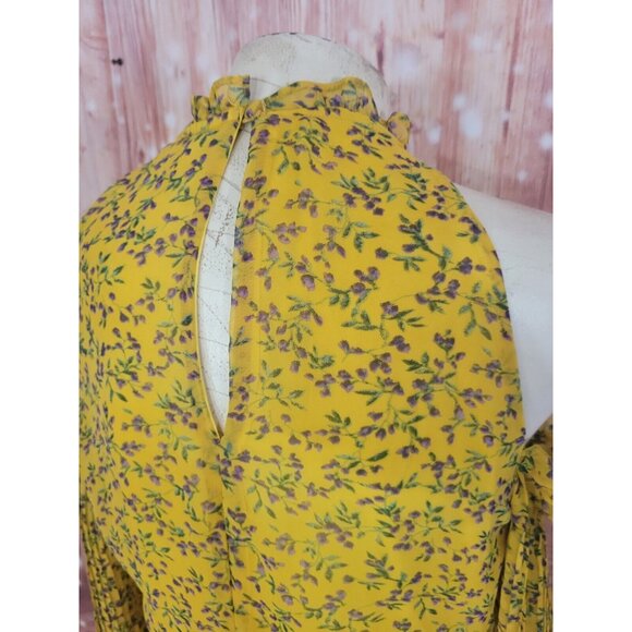 Sam Edelman Avec Les Filles Dress Frilly Ruffle Floral Cottagecore Yellow Size 8 - Picture 8 of 13
